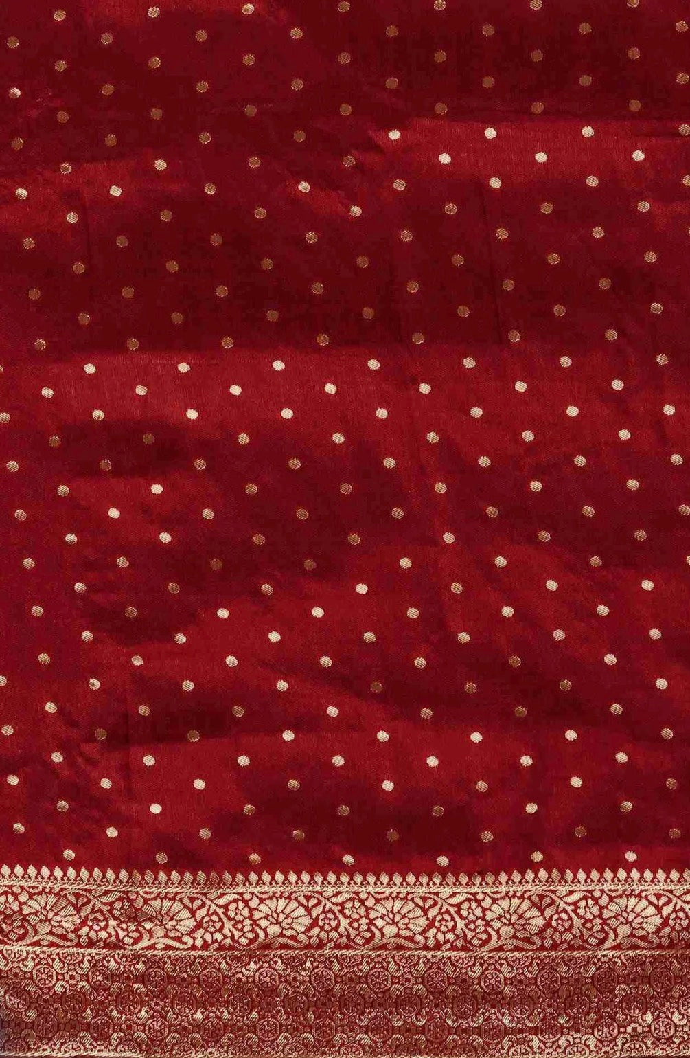 Maroon Silk Woven Banarasi Saree