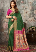 Dark Green Silk Woven Paithani Saree