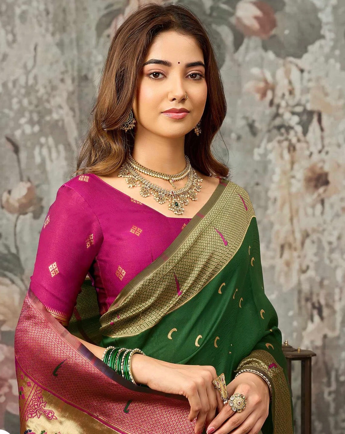 Dark Green Silk Woven Paithani Saree