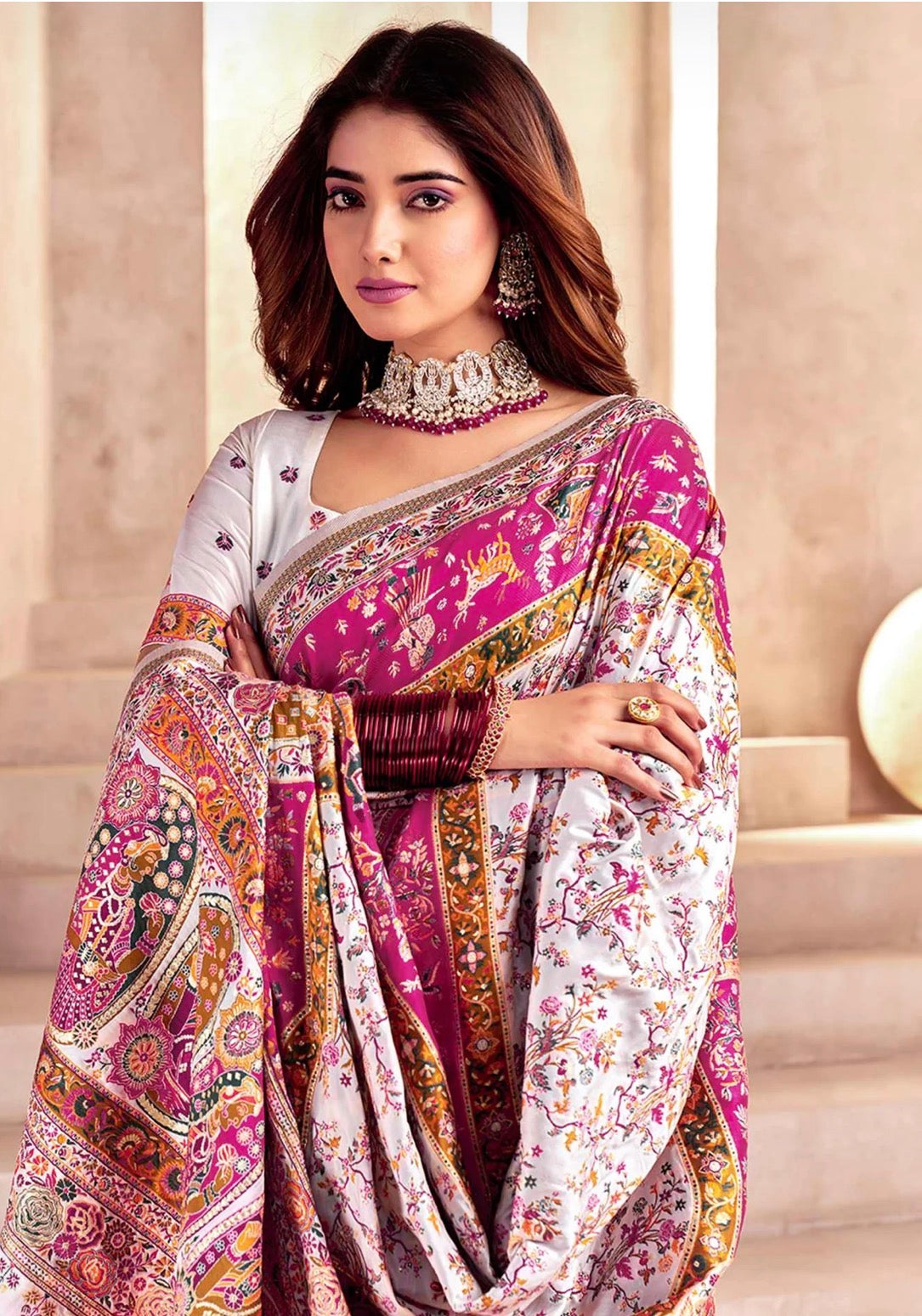 Off White Silk Woven Patola Saree