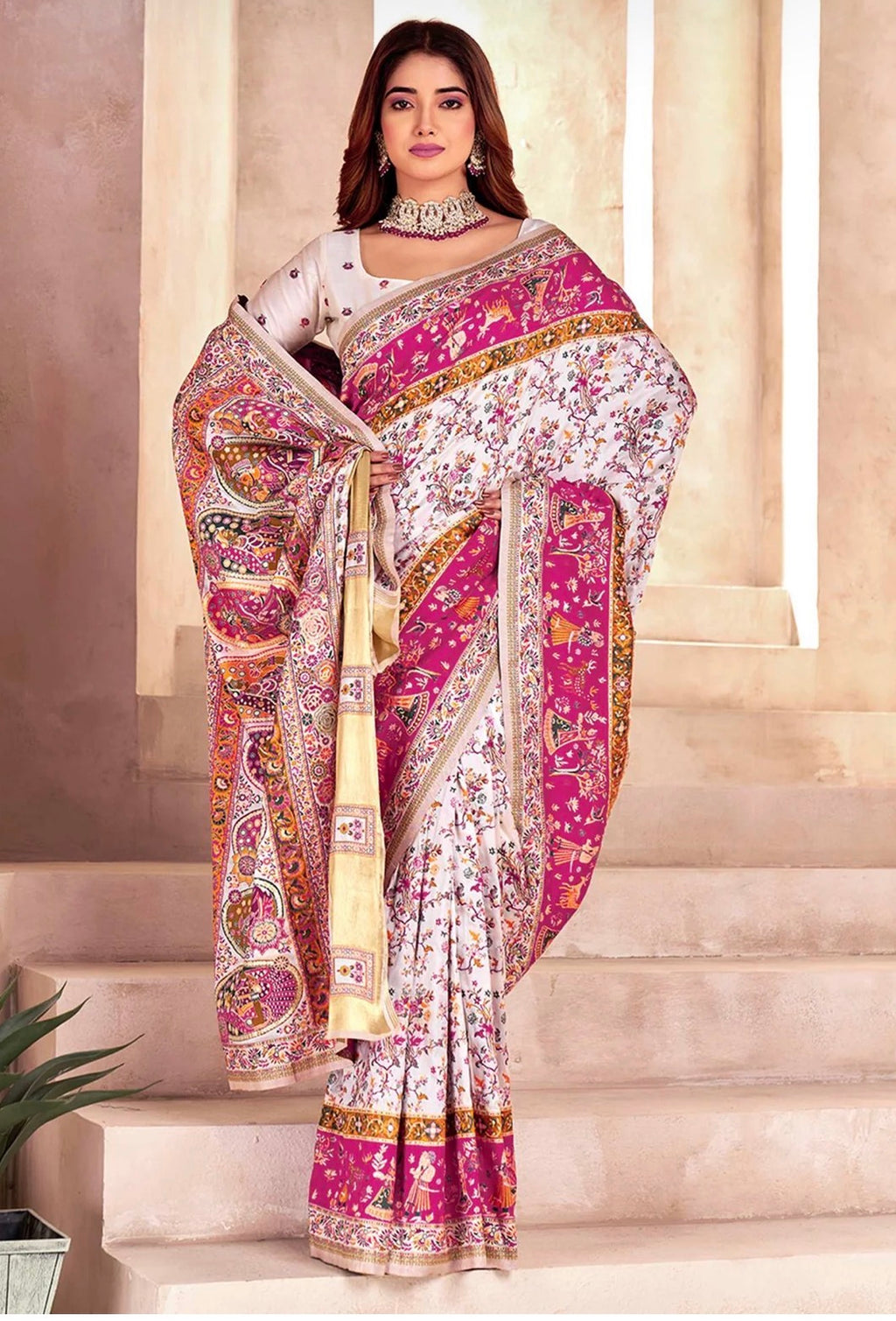 Off White Silk Woven Patola Saree