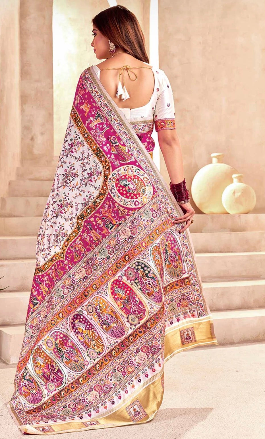 Off White Silk Woven Patola Saree