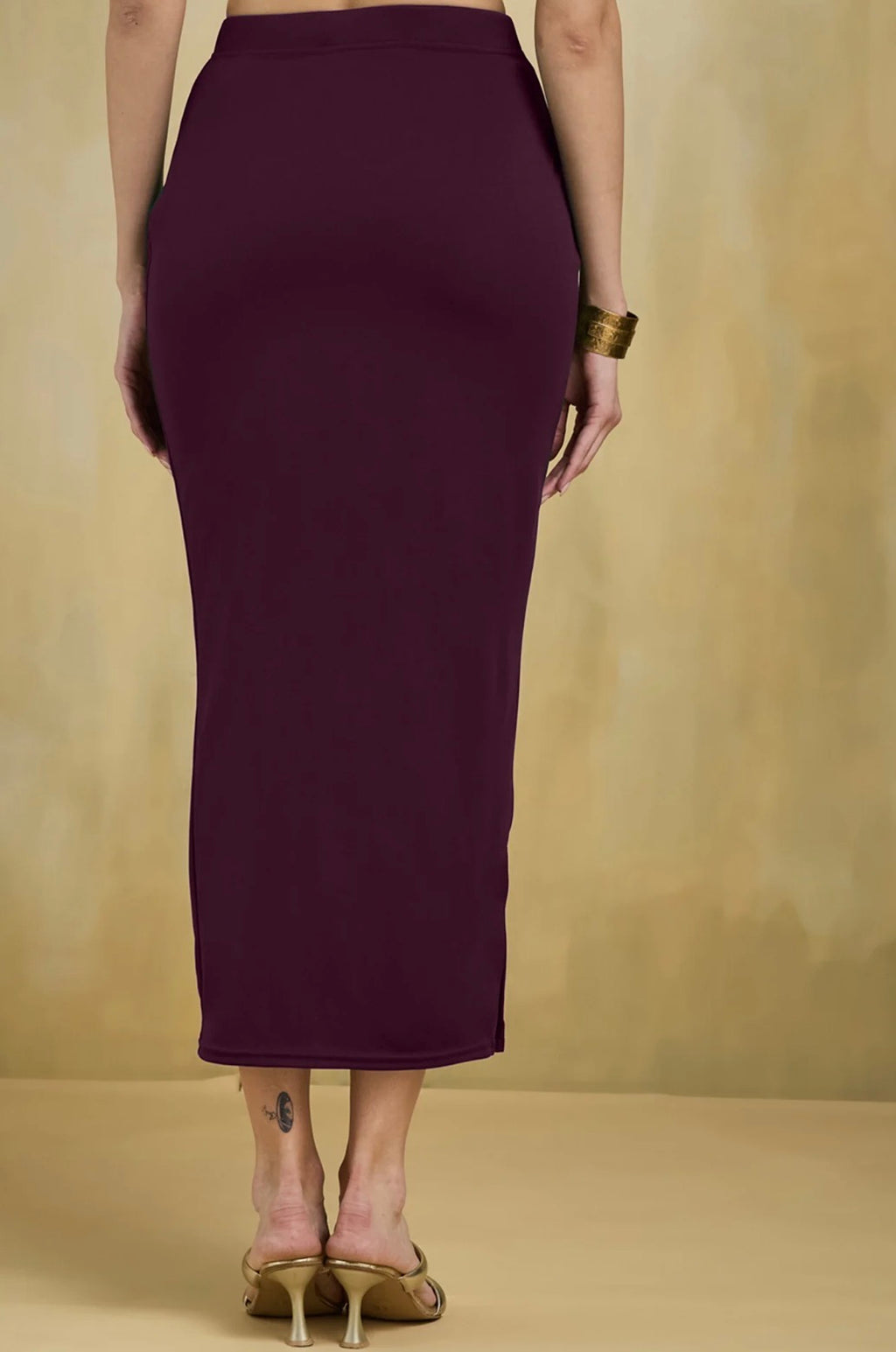 Wine Lycra Plain Elastic Waist Shapewear