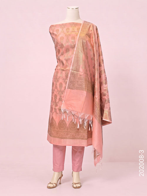 COTTON SILK ZARI JAAL WORK BANARASI SUIT WITH COTTON SILK DUPATTA