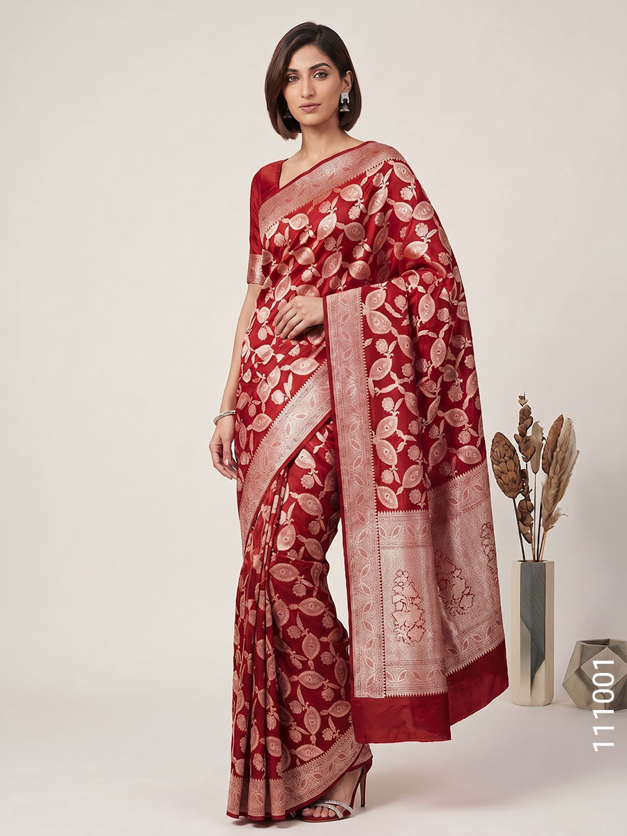 KATAN SILK ZARI JAAL WORK BANARASI SAREE