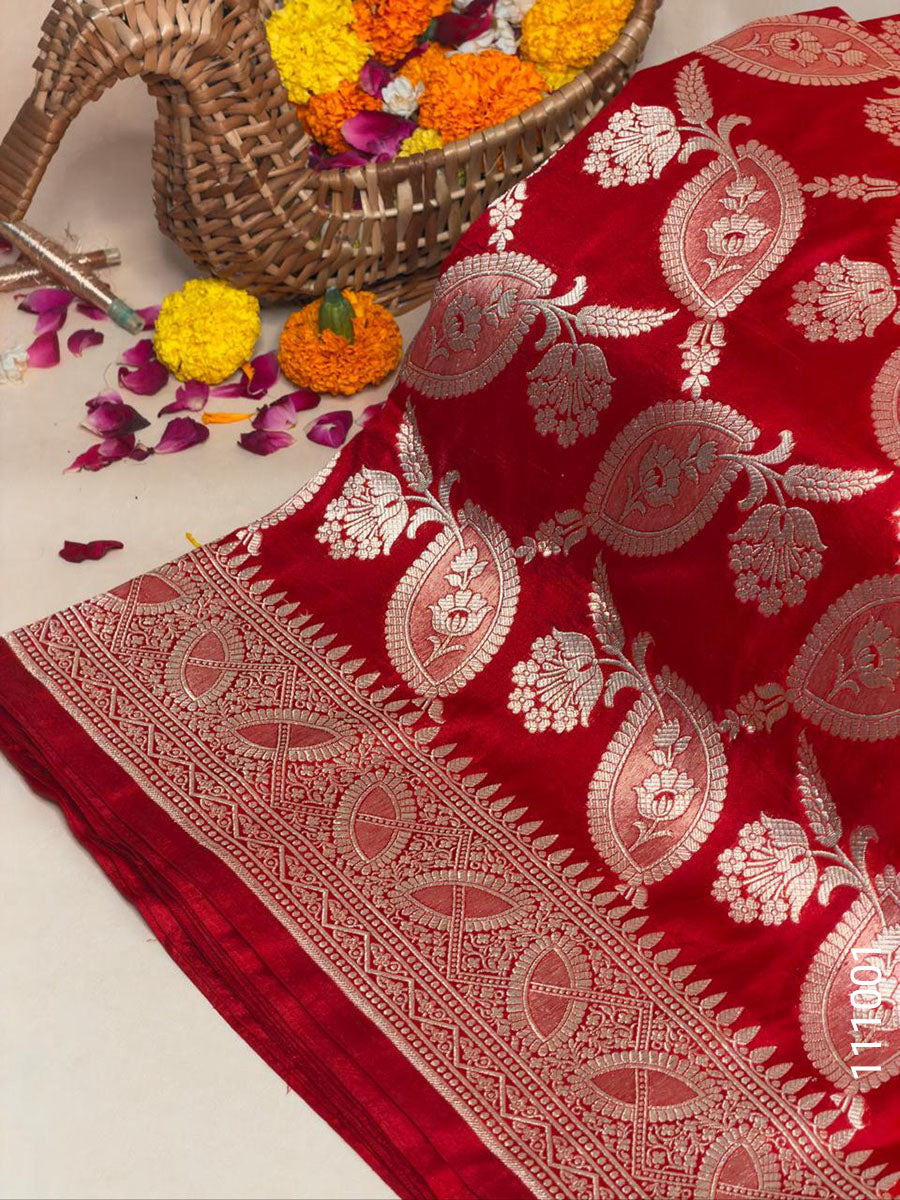 KATAN SILK ZARI JAAL WORK BANARASI SAREE